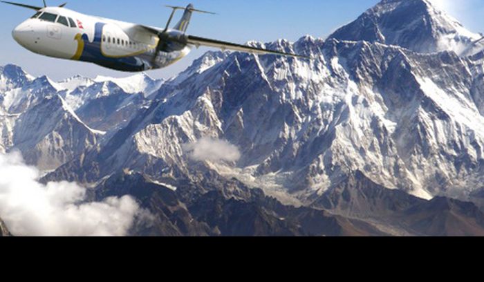 Everest mountain flight in  nepal
