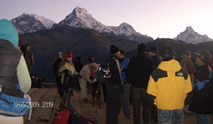 Trekkers at Poohill,waiting for sunrise over the annapurna & Fishtail