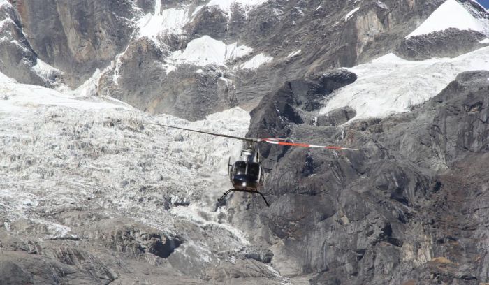 Helicopter sightseeing around Annapurna Glacier