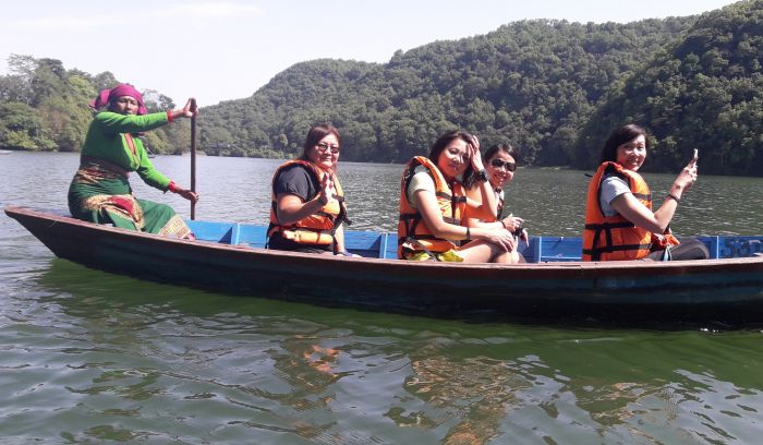 Boating at Fewa lake, Pokhara city Nepal