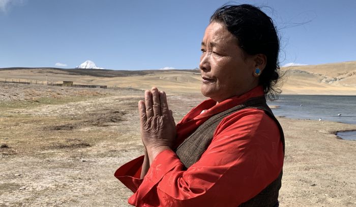 praying at Lake Manasarovar, Tibet